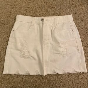 White Denim Mini Skirt in Size S